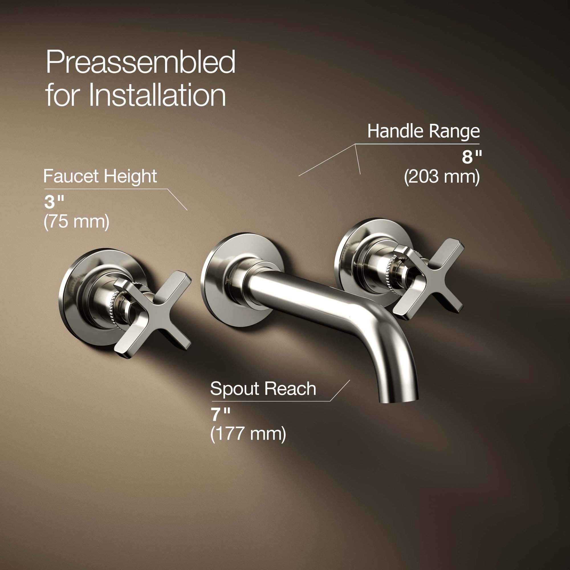 Castia by Studio McGee Wall-Mount Bathroom Sink Faucet Trim 1.2 GPM, Vibrant Polished Nickel