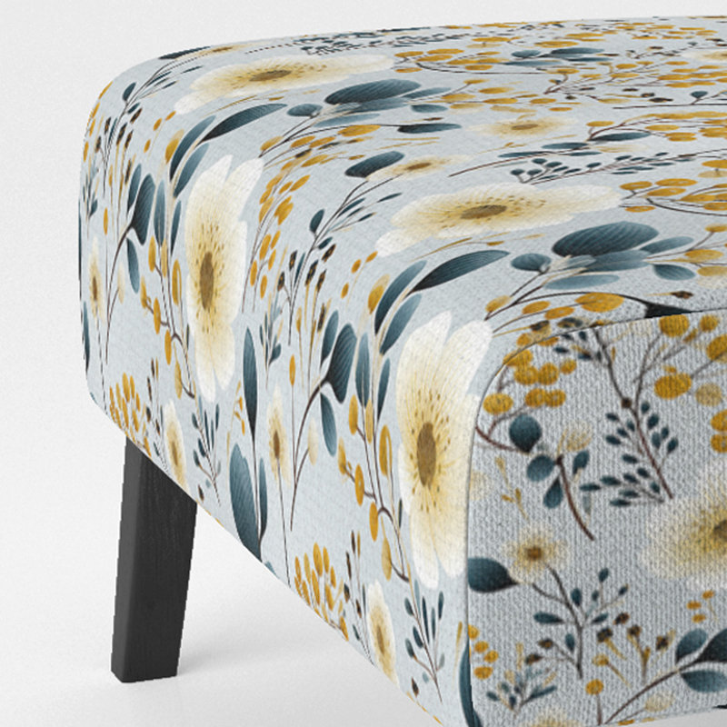 Fauteuil de chambre rembourré blanc et beige Minimalist Floral Bedding II