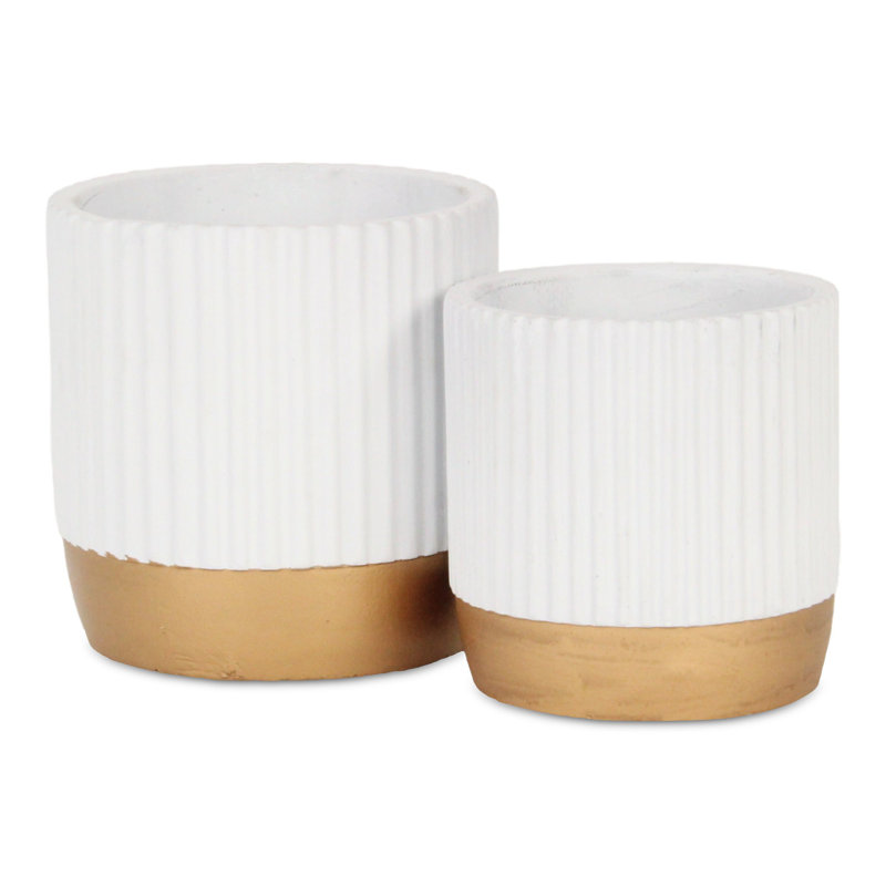 Savel Handmade Ceramic Pot Planter, White, 5.5" x 5.25" x 5.25"