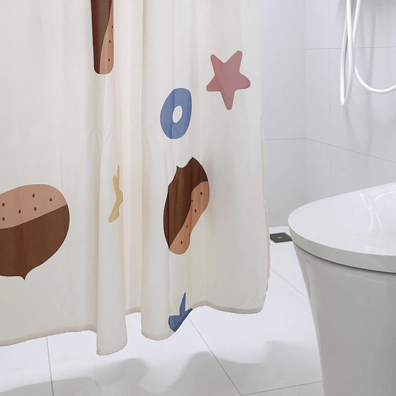 Rideau de douche en polyester avec crochets