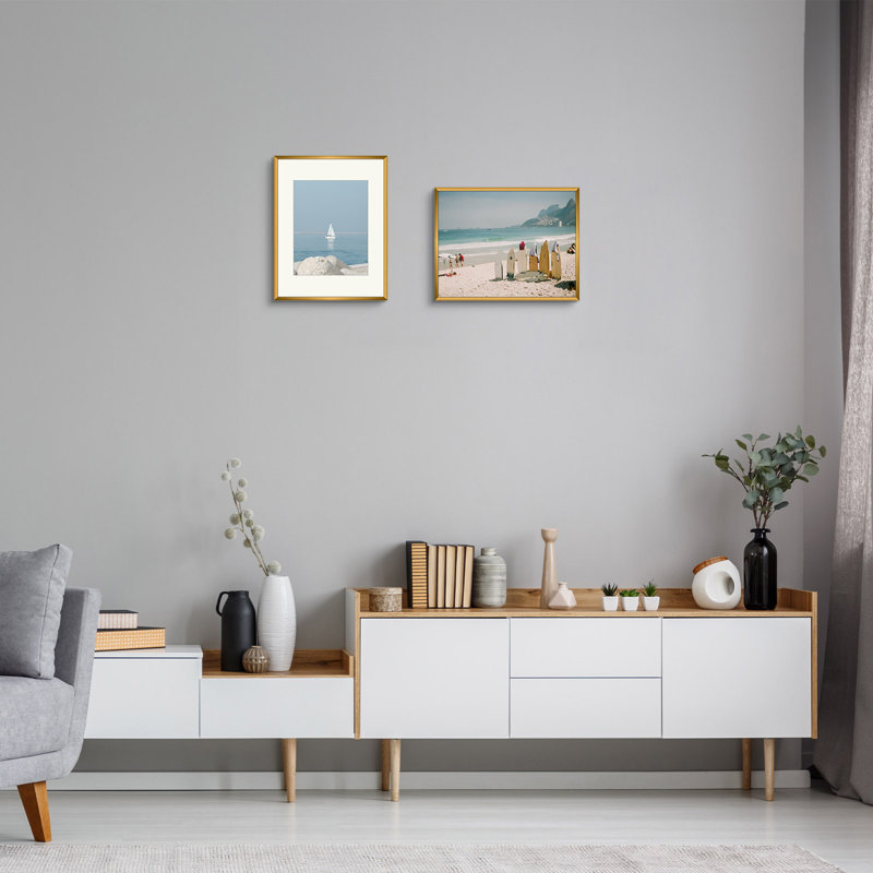 Ensemble de cadres photo en métal avec passe-partout - Basics by Wayfair ™, Bronze, 11 po x 14 po emmêlé à 8 po x 10 po
