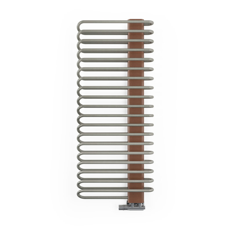 Michelle Heated Towel Rail in Two Tones, 1200x500, Silver Bars/Copper Masking