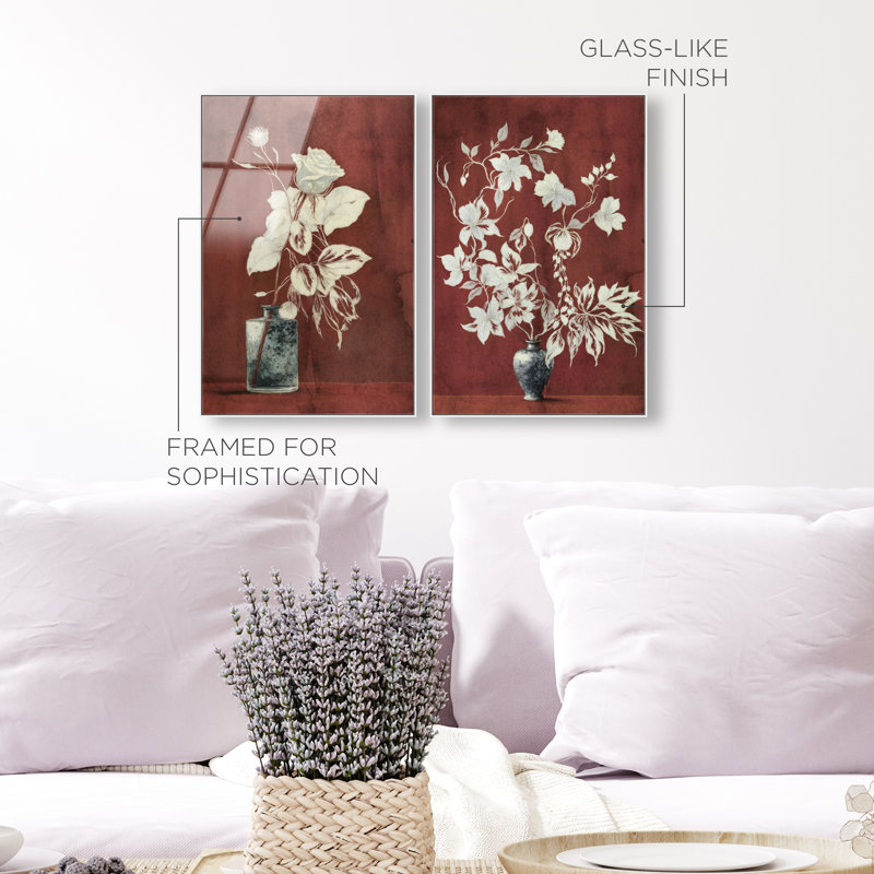 Romance Vases Set High-Gloss Acrylic Glass Wall Art Floral & Botanical Print by Oliver Gal, Ready to Hang, 10 x 15