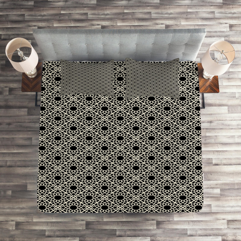 Traditional Polyester Geometric Shapes Coverlet, King Bedspread + 2 Shams