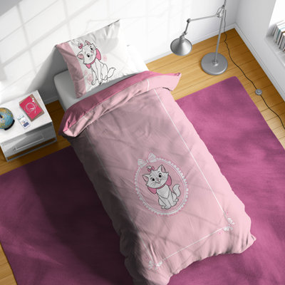 Disney Aristocats 100% Cotton Single Duvet Cover Set - Marie White Kitty Bedding Includes 50 x 70 cm Pillowcase