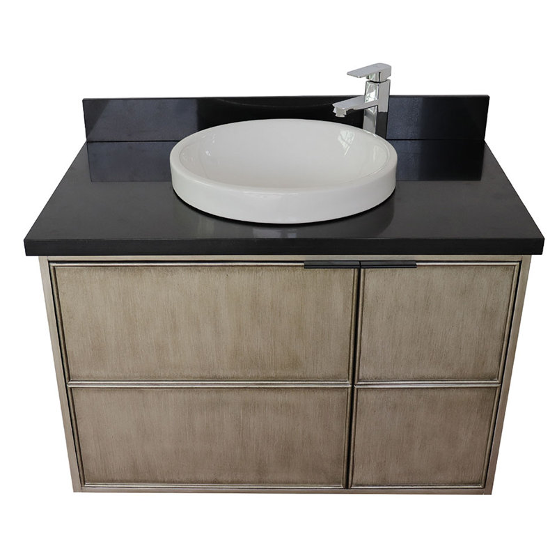 37'' Single Bathroom Vanity with Granite Top, Black Galaxy