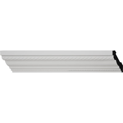 3 in. H x 2 1/16 in. P x 3 in. F x 96 in. L, TrueCraft PVC Rope Crown Moulding, White