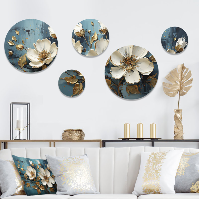 Fleurs blanches et bleues, coquelicots, arbre IV