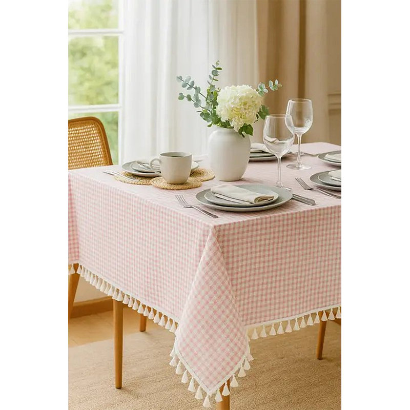 Nappe carrée en mélange de coton, Rose, 55 po x 55 po