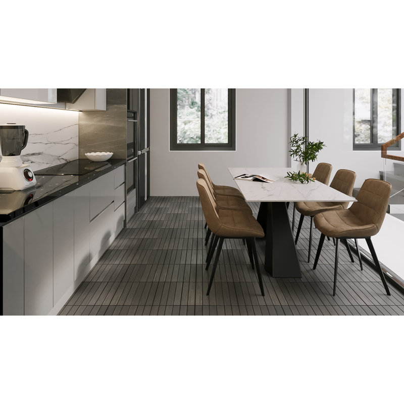 30 tuiles de terrasse imbriquées en bois massif BEEFurni 12,1 po x 12,1 po, Droit, gris