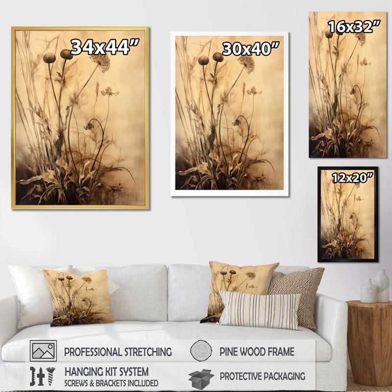 «Vintage Garden of Herbs I» sur impression sur toile, H 32 po x l 16 po x P 1,5 po, Cadre flottant blanc