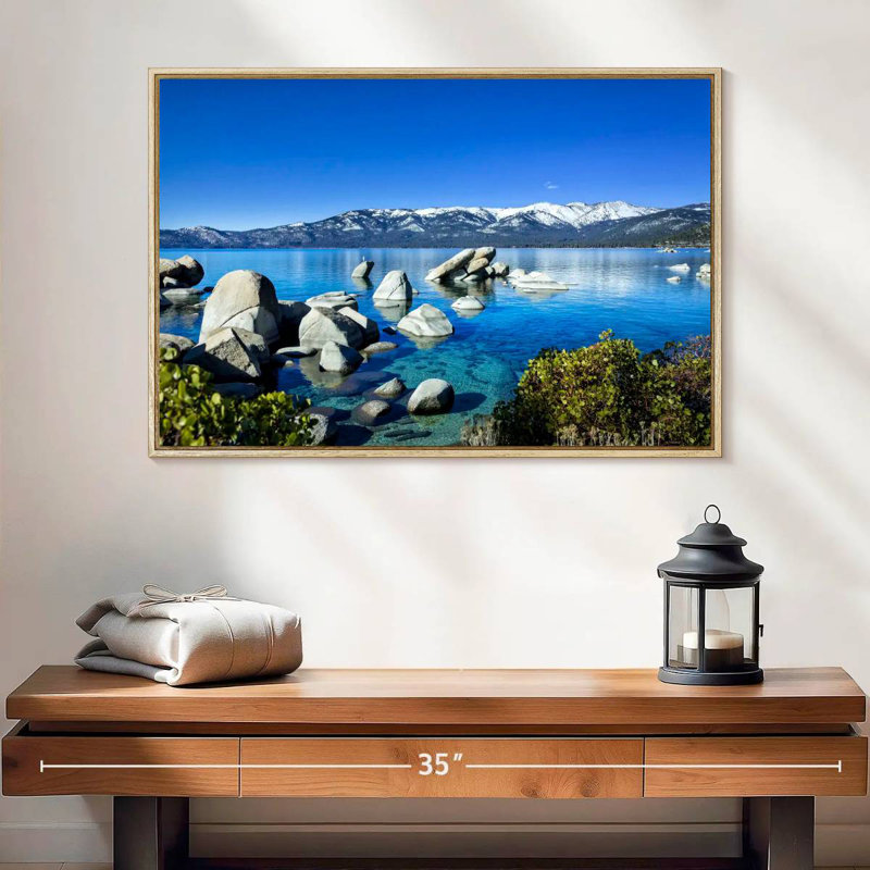 Port de sable pittoresque, 25 po x 17 po, Cadre flottant en bois naturel