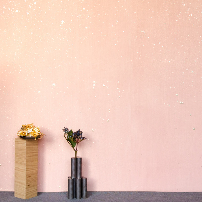 Cosmos Wallpaper, 26" W x 144" L, Blush Pink/Gold/White