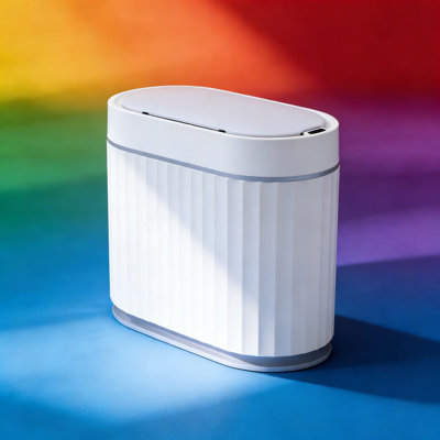 Poubelle à capteur de mouvement avec couvercle, poubelle de bureau automatique de 1,3 gallon, corbeille mains libres de comptoir pour le bureau, la chambre à coucher, la salle de bain et la cuisine