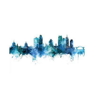Saint Paul Minnesota Skyline Blue Teal by Michael Tompsett - Wrapped Canvas Print