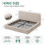 Lit plateforme tapissier très grand beige avec support à lattes, aucun sommier nécessaire, lit à profil bas sans bruit et moderne-132839785-132839788