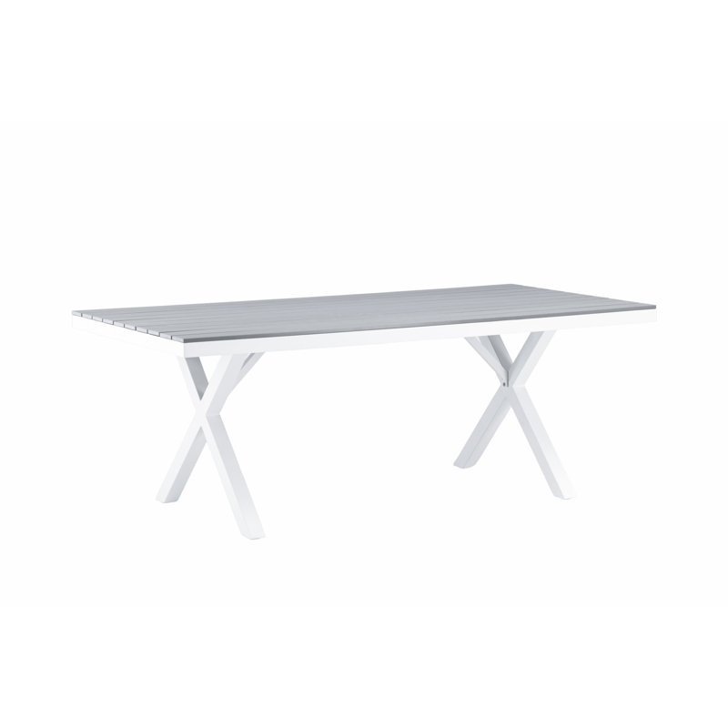Jaleigh Rectangular Metal Outdoor Dining Table - 100 cm W 150 cm D, Light Grey, Grey