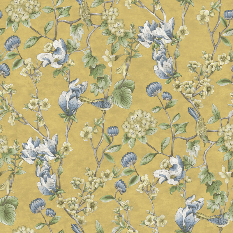 Papier peint floral, Jaune
