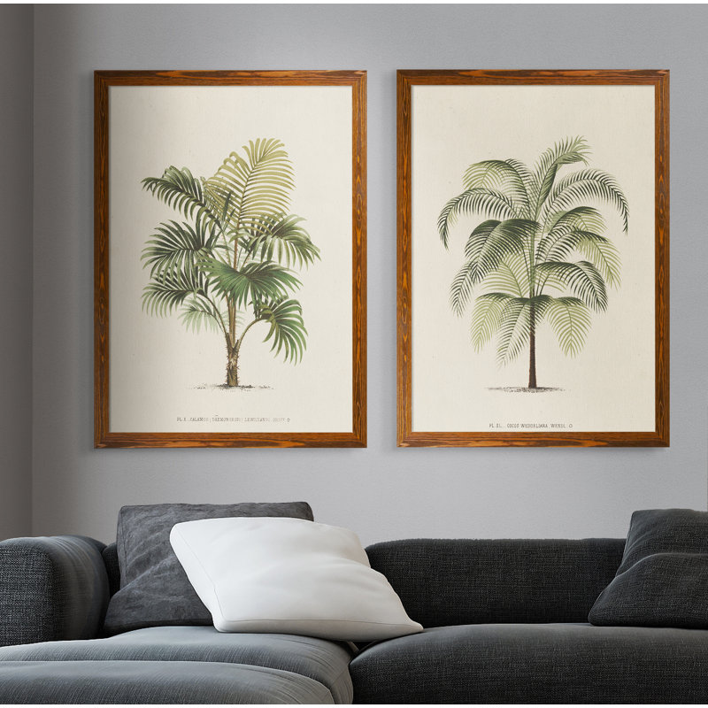 " Les Palmiers III " by Vincent Van Gogh 2 - Pieces, 24" H x 18" W, Espresso, Picture Framed Canvas