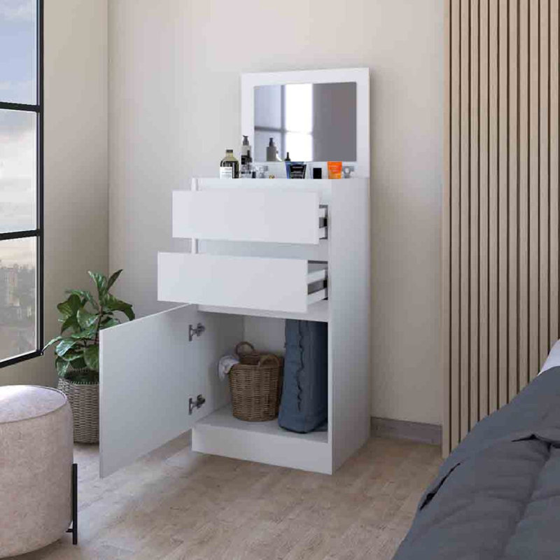 Commode avec tiroirs et armoire, Blanc