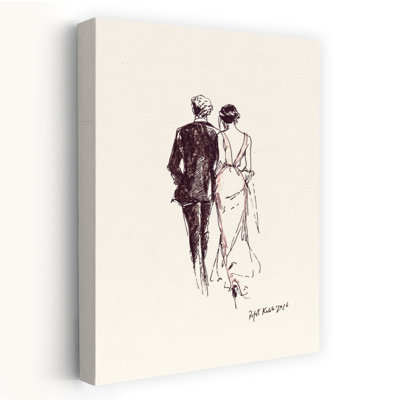 Elegant Couple In Formal Attire Walking Away by Rafal Kulik - Wrapped Canvas Print