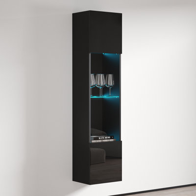 Fly 15.75" Floating Bookcase with 16-Color LED Lighting, High Gloss Finish