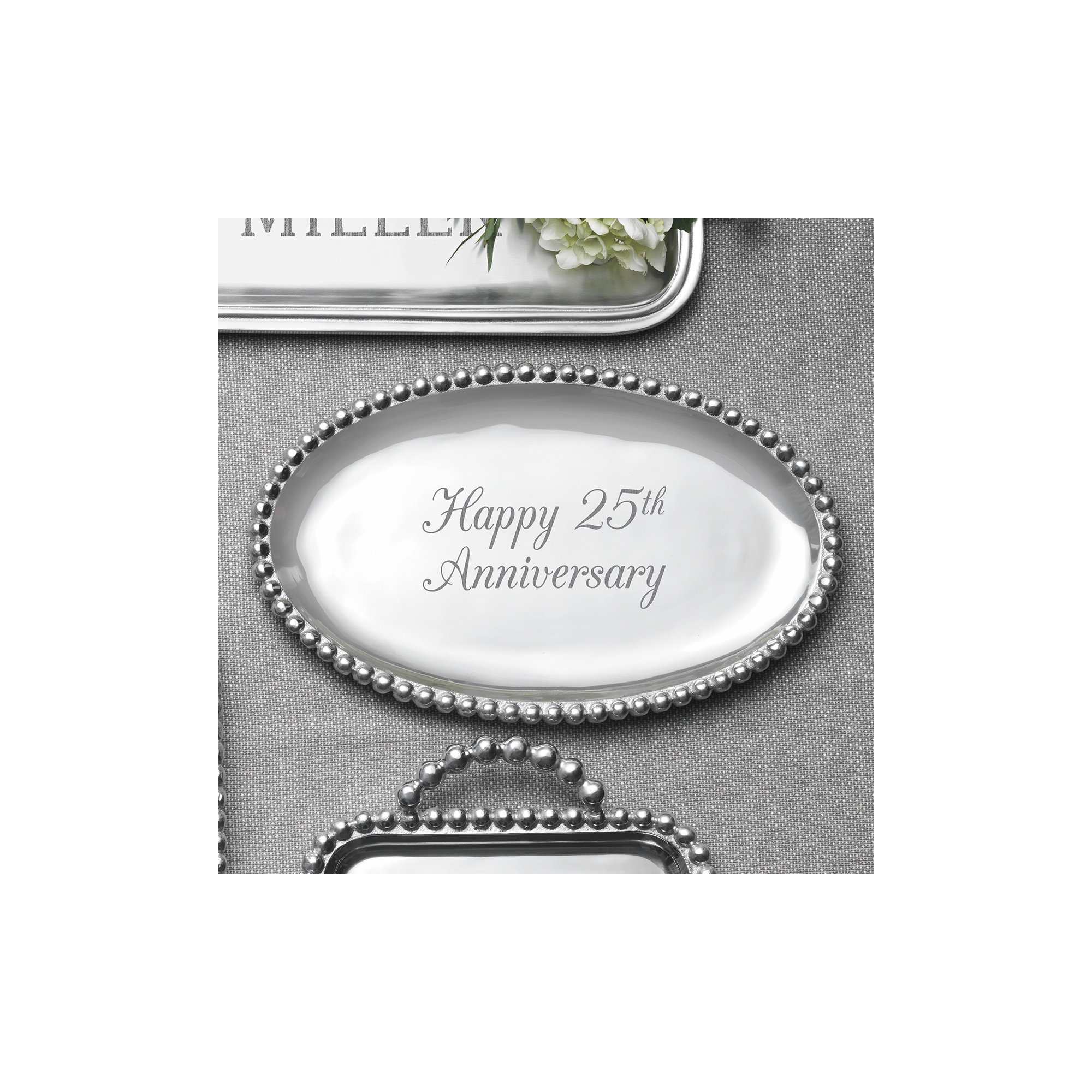 String Of Pearls Oval Aluminum Platter