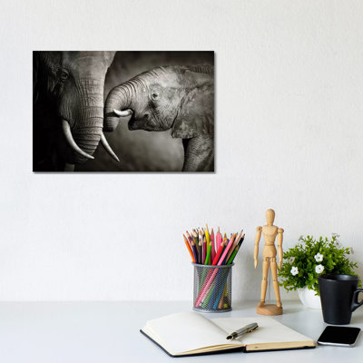 Elephant Affection by Johan Swanepoel - Wrapped Canvas Print