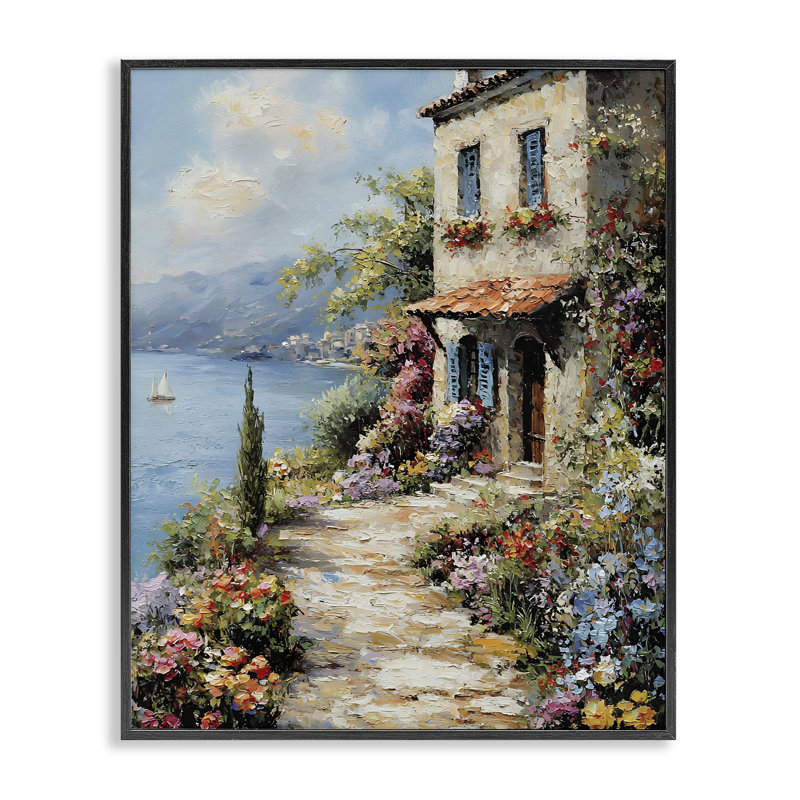 «Seaside Cottage Architecture», estampe numérique, design par Franklyn Gregory, Giclée encadrée noir minuit