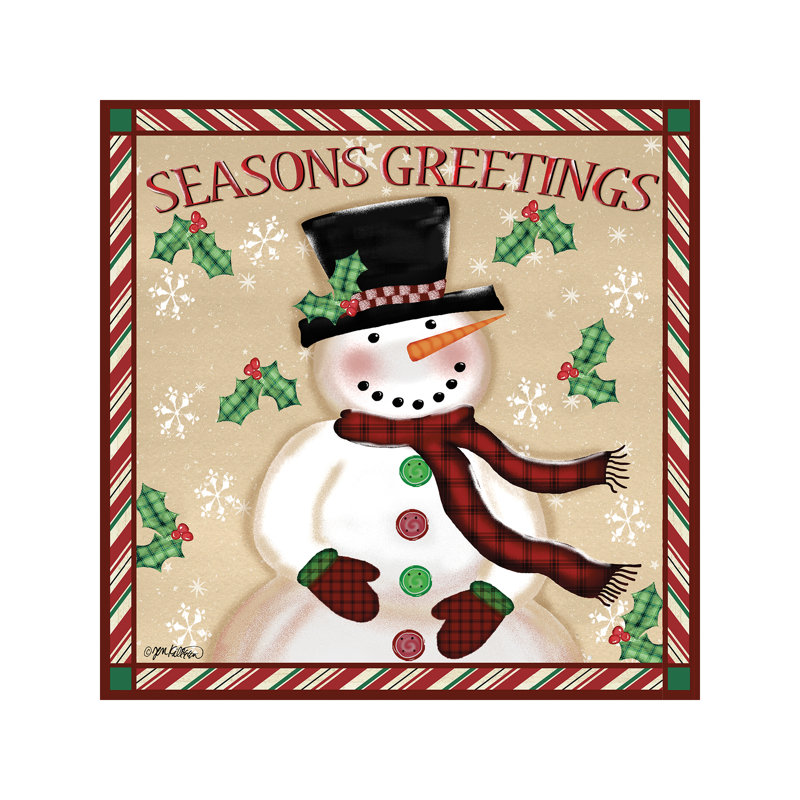 Season's Greetings Snowmen I 1 Piece Wall Art on Canvas, 45.72 cm H x 45.72 cm W x 1.91 cm D