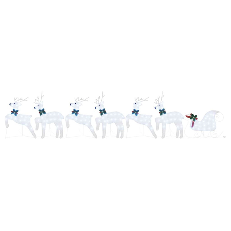 vidaXL LED Reindeers Fabric, Silver