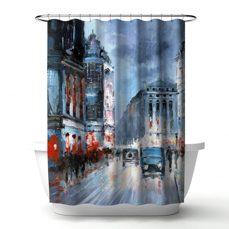 Shower Curtain CI169 – Polyester Shower Curtain, Dye Sublimation Print, 71" W × 74" L