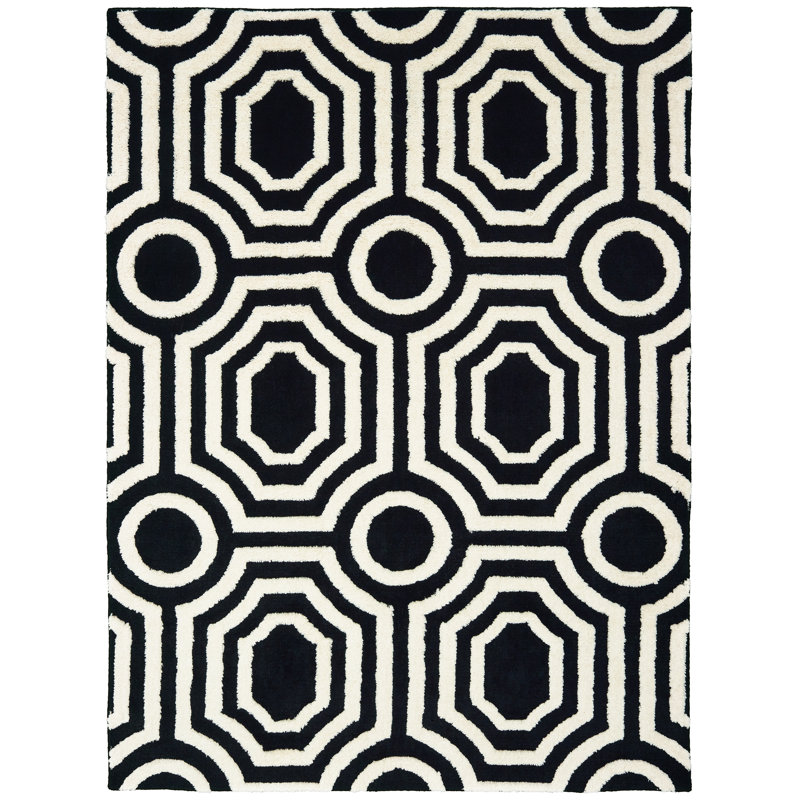 Tapis noir/blanc Alhambra, Rectangle 7 pi 10 po x 10 pi 6 po