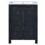 Petit ensemble de meuble-lavabo de style rétro 24 po x 18 po x 34 po avec lavabo en céramique et 2 portes à fermeture en douceur