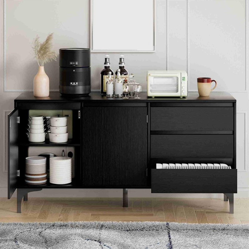 Buffet avec 2 portes et 3 tiroirs avec rangement pour la cuisine du salon et de la chambre à coucher