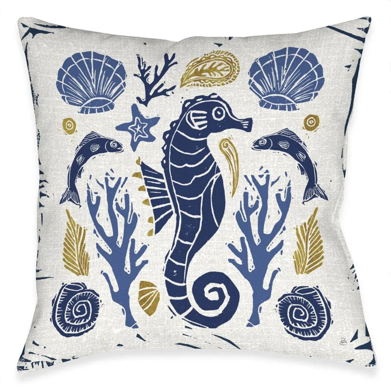 Coussin décoratif Primitive Coastal Seahorse