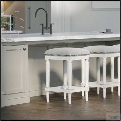 27"H Square Counter Stool, White, 1PC