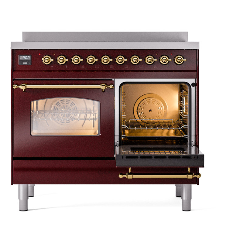 ILVE Nostalgie II 40 in Induction Range, Burgundy/Brass