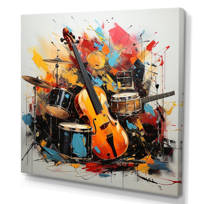 «Music Vibrant Rhythms Bold», art mural musical, Toile tendue, H 16 po x l 16 po x P 1 po