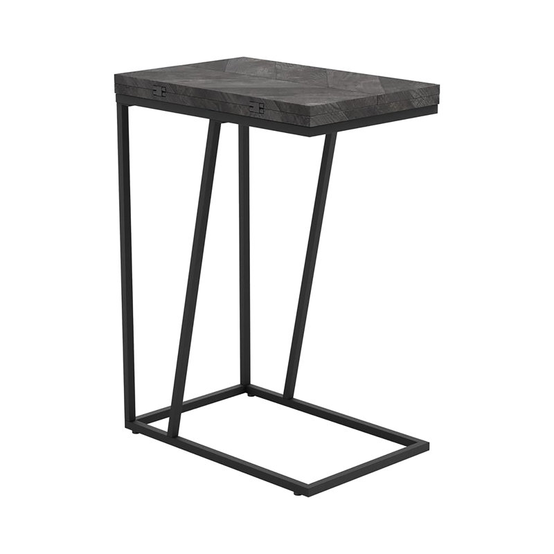 Table d'appoint rectangulaire rustique gris rustique avec pieds en métal industriel et charme rétro pour le décor moderne du salon