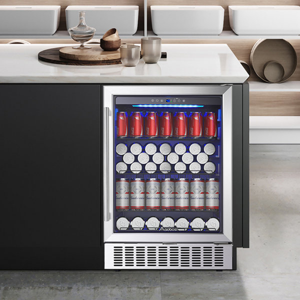 24 inch Beverage Refrigerator - 154 Cans Capacity Beverage Cooler- Fit  Perfectly into 24 Space Built in Counter or Freestanding - for Soda,  Water, Beer or Wine