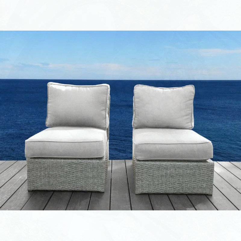 Fully Assembled Outdoor Wicker Armchair with Water-Resistant Cushions, Gray Cushion/Gray Frame