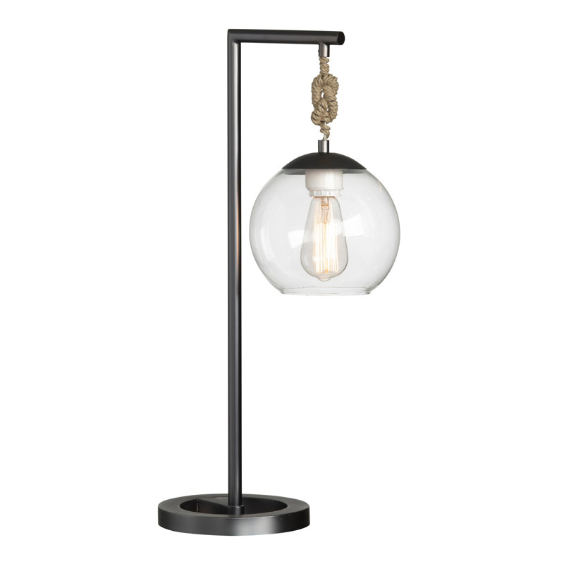26.5" Metal Table Lamp With Clear Shade