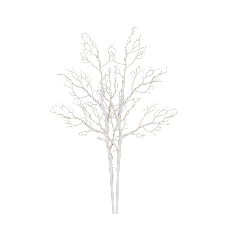 35in. Pre-Lit Artificial White Birch Branches with 80 Warm White LED Lights - Set of 2