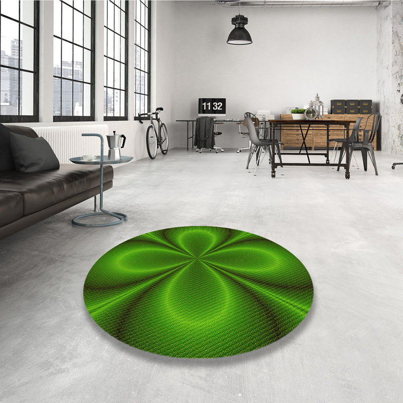 Tapis 100% à motifs lavables à la machine 2989_PAT63_YW, Rond 5 pi