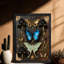 Art mural papillon noir et floral noir, impression de cadre fantaisiste foncé rétro-1910107151