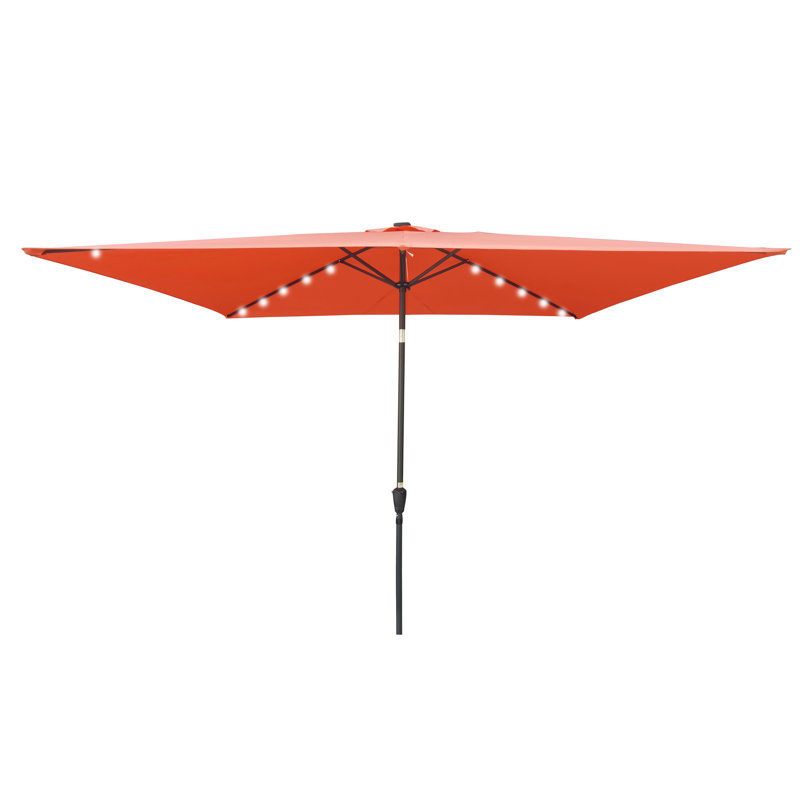 Parasol rectangulaire 10 pi x 6,5 pi avec système à énergie solaire, Rouge brique clair