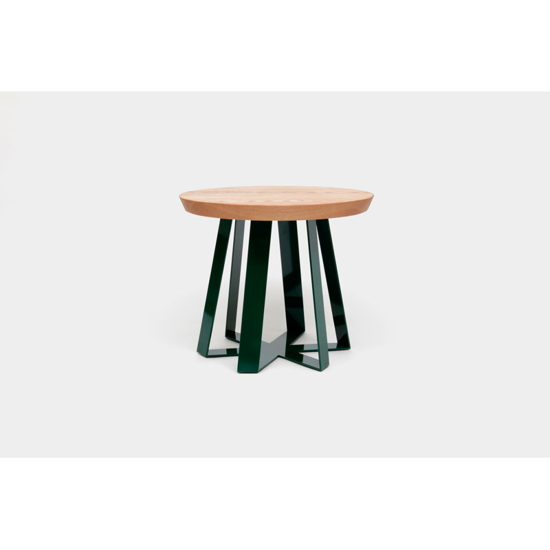 ARS Solid Wood Top End Table, Oak, Green