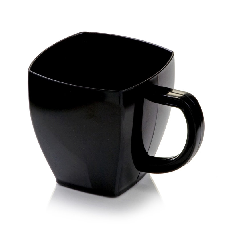 Articles de restaurant - 5 tasses à espresso carrées, 100 tasses à café en plastique jetables - plastique PS, avec poignées, tasse à dessert noire, pour les événements de restauration, les fêtes, les mariages et les cafés