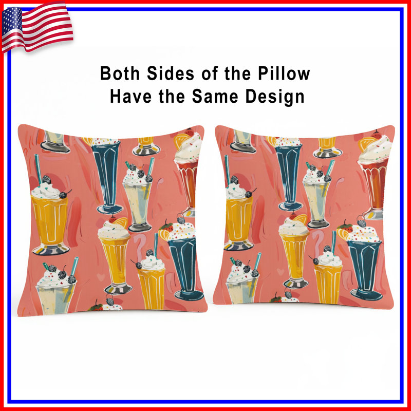 Milkshake Illustration Double Sided Throw Pillows, 20 x 20 inches